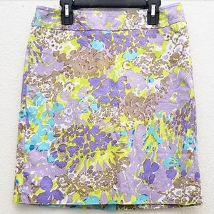 Talbots Purple & Green Floral Pencil Skirt